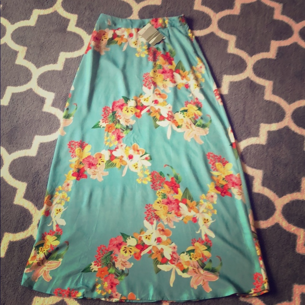 Long tropical floral skirt